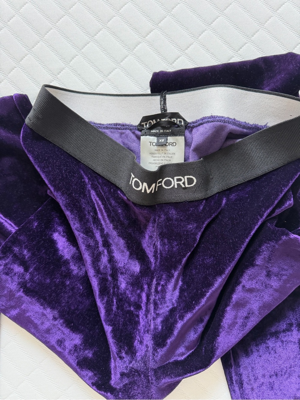 Tom Ford Kids Velvet Leggings in Dark Purple